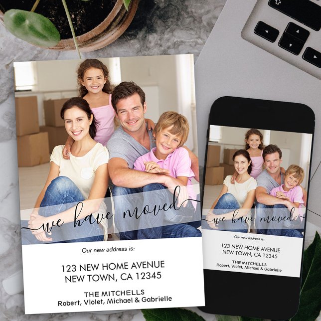 Anúncio Nova Foto Residencial Que Mudamos De Script Elegan (script photo new address card available printed or as printable digital download)