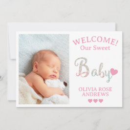 Anúncio Novo Bebê Foto Bem-vindo com Nome