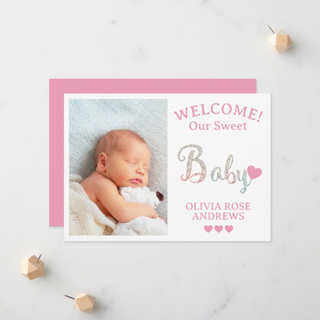 Anúncio Novo Bebê Foto Bem-vindo com Nome (Frente/Verso In Situ)