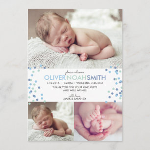 Anúncio novo do bebé/cartões de agradecimentos A5