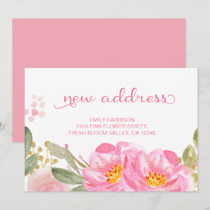 Anúncio Novo Endereço Floral Água-forte Rosa Bonito Dourad