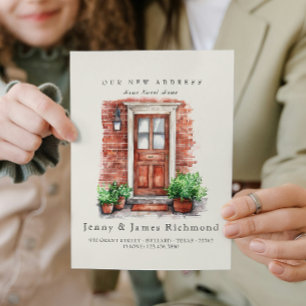 Anúncio Novo endereço I Watercolor Front Door and Bricks