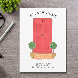 Anúncio Novo Endereço Vermelho Porta de Aquarela Movendo