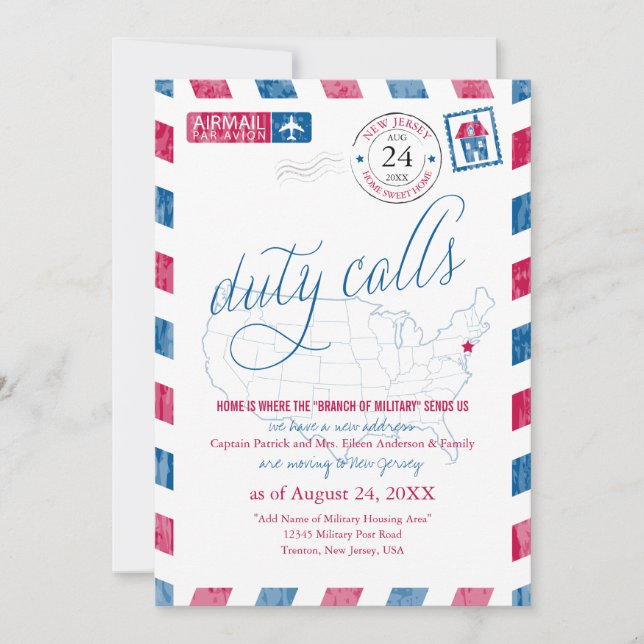 Anúncio Novo mapa de Jersay EUA Correio Aéreo Militar Muda (Frente)