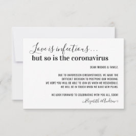 Anúncio O amor é infeccioso Adiamento de casamento Covid19