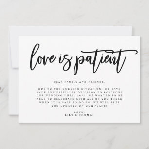 Anúncio O Amor é Paciente Adiamento de Casamento