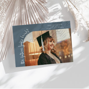 Anúncio O Futuro Parece Brilhante Moldura de Foto Curva Az