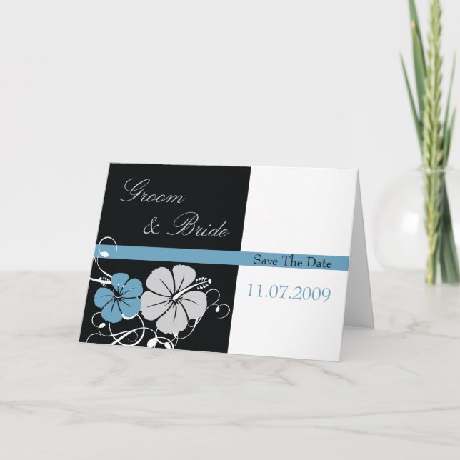 Anúncio O Hibiscus Azul e Preto Salva A Data (Frente)