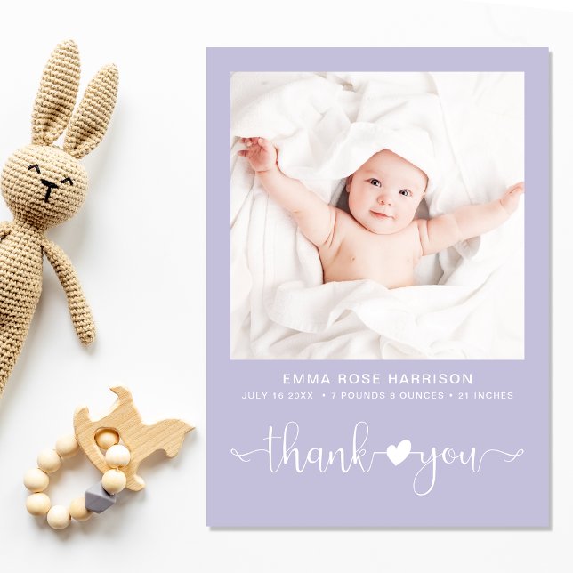 Anúncio Obrigado Foto Roxo Nascimento da Garota Roxa (A beautiful and unique way to thank family and friends & introduce them to your precious  baby girl)