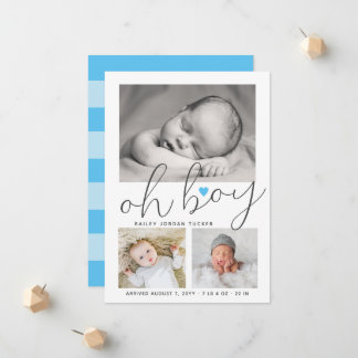 Anúncio Oh Boy Script Blue Heart Collage Foto Nascimento