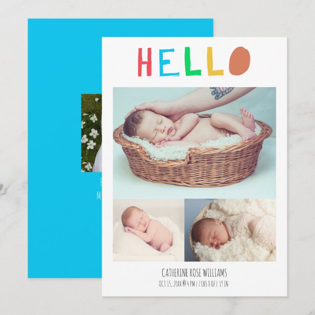 Anúncio Olá, Baby Cute Colorir 4 Fotografias Recém-Nascida (Frente/Verso)