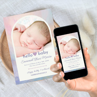 Anúncio Olá Bebê Arch Foto Collage Girls Birds