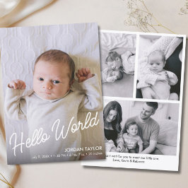 Anúncio Olá World Modern Script Newborn Baby Birth