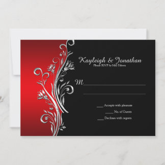 Anúncio Ornamentado de prata vermelha e preta suga RSVP
