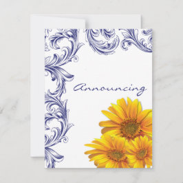 Anúncio Ornamentado Noivado Real Azul e Amarelo