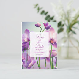Anúncio Orquídeas Roxas Cartão Postal de Data de Casamento