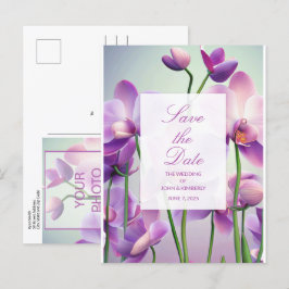 Anúncio Orquídeas Roxas Cartão Postal de Salvar a Data do