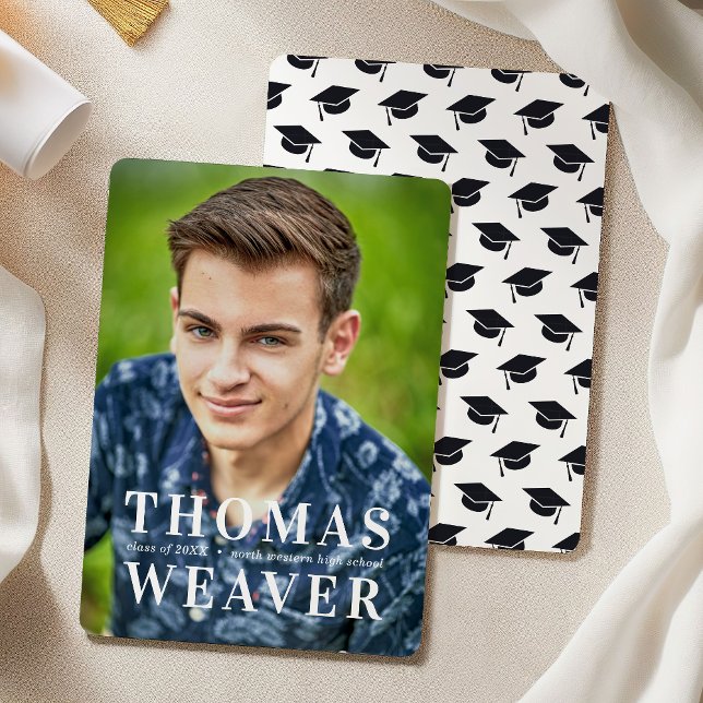 Anúncio Padrão de Boné Simples com Graduação de Nome e Fot (Criador carregado)