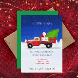 Anúncio Papai Noel em Caminhonete Antiga com Árvore de Nat
