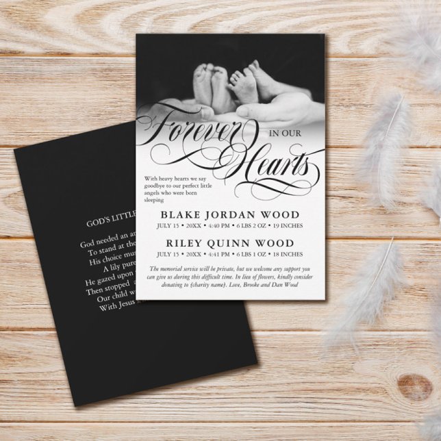 Anúncio Para Sempre No Nosso Coração Twins Bebê Memorial (Criador carregado)