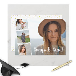 Anúncio Parabéns, Formando Dourada de Colagem de Fotografi