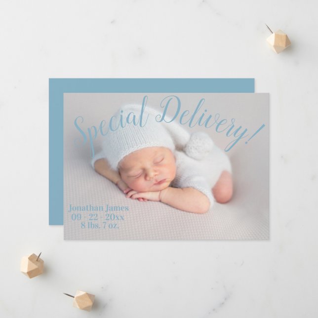 Anúncio Parcelas especiais de entrega Script Baby Boy Blue (Frente/Verso In Situ)