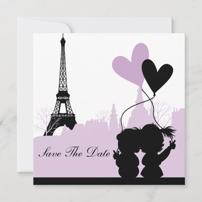 Anúncio Paris Save the Date (Roxo 2) (Frente)