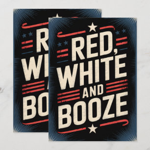 Anúncio Partido Booze de 4 de julho Branco vermelho e co