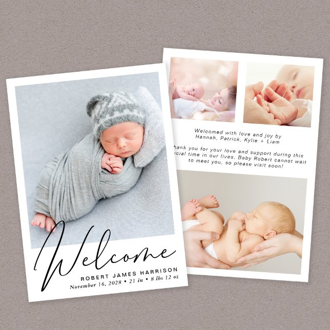 Anúncio Parto de Foto do Script 4 de Boas-Vindas (Our user-friendly template allows you to create your perfect birth announcement)