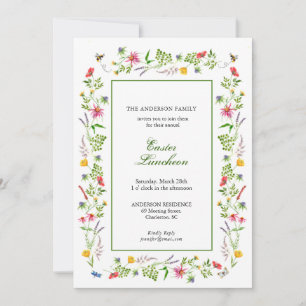 Anúncio Páscoa de flor silvestre de aquarela elegante Brun