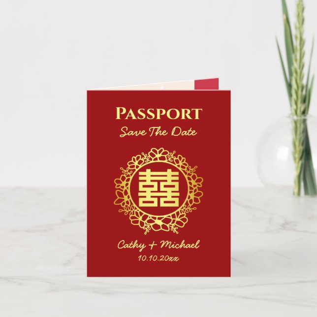 Anúncio Passaporte de casamento chinês vermelho-escuro sal (Frente)