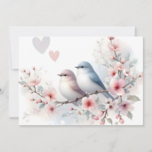 Anúncio Pássaros de Amor Romântico Ramo de Flor de Cerejei