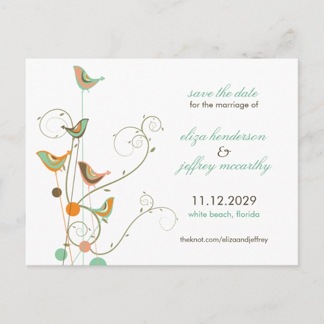 Anúncio Pássaros e pássaros de Verão salvam cartão postal (Frente)