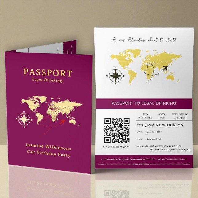 Anúncio Passport 21st Birthday Legal Drinking party (Criador carregado)