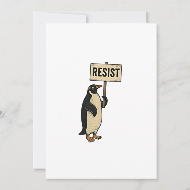 Anúncio Penguin Engraçado Resiste Protesto Contra Tarrifs (Frente)