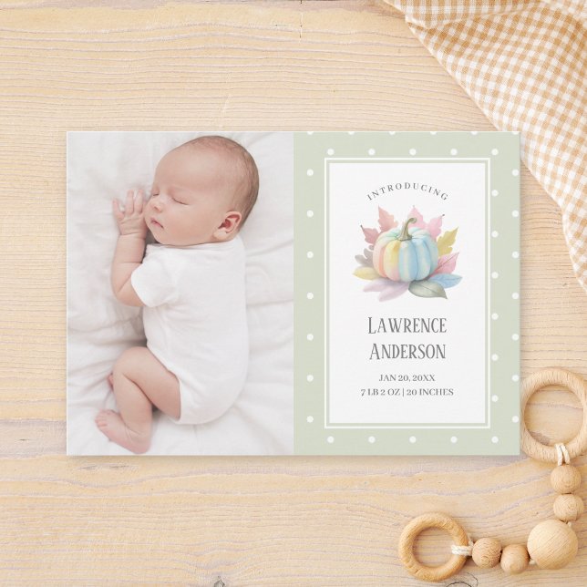 Anúncio Pequeno Pumpkin Light Sage Green 2 Photo Birt (Criador carregado)