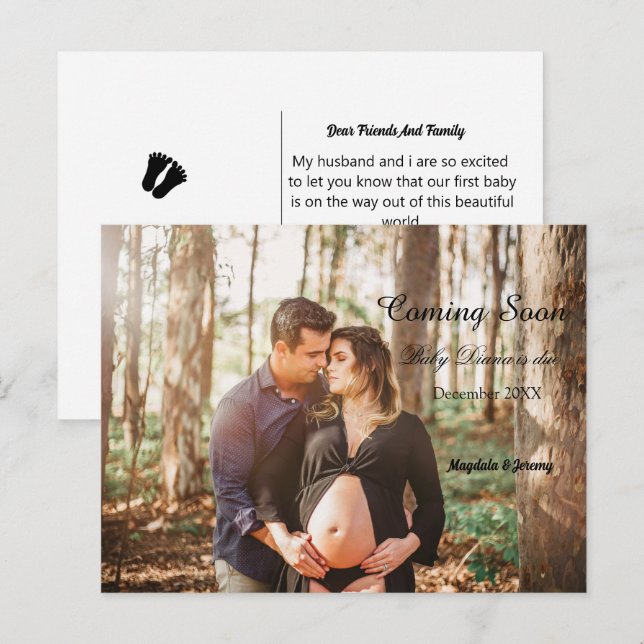 anúncio personalizado de fotogravidez em breve (Frente/Verso)