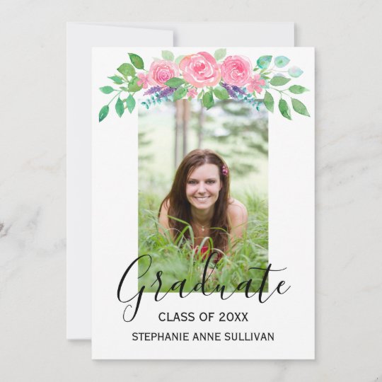 Anúncio Personalizado de Graduação Floral de Fotos