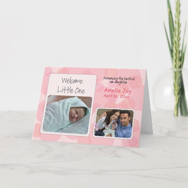 Anúncio personalizado de nascimento de uma menina (Frente)