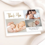 Anúncio personalizado simples de nascimento de fot<br><div class="desc">Crie memórias duradouras do seu chá de fraldas com este Chá de fraldas de Colagem de Fotos Simples de Handlettering dobrado Obrigado Cartões. Personalize estas cartas com as suas próprias fotos, capturando os momentos preciosos do seu bebê e família. Mostre a sua gratidão aos seus entes queridos que o trouxeram...</div>