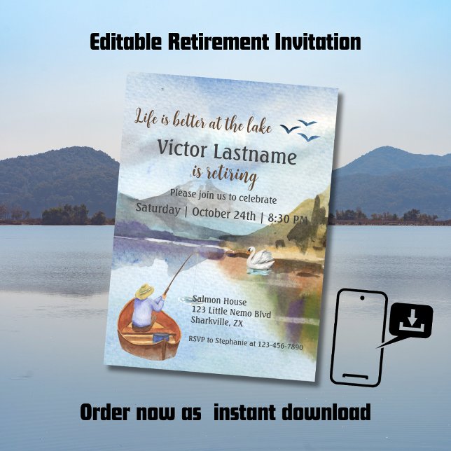 Anúncio Pesca de reforma na aquarela do lago (Criador carregado)