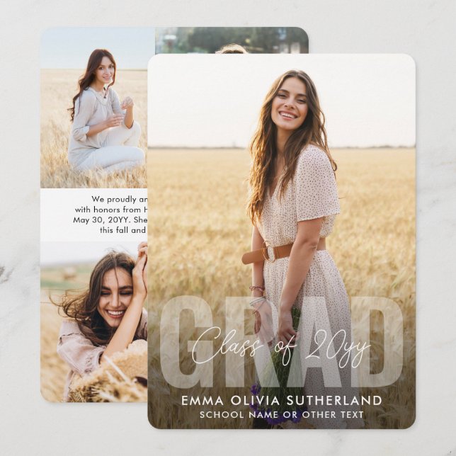 Anúncio Photo Collage Modern Overlay Class Year Graduation (Frente/Verso)