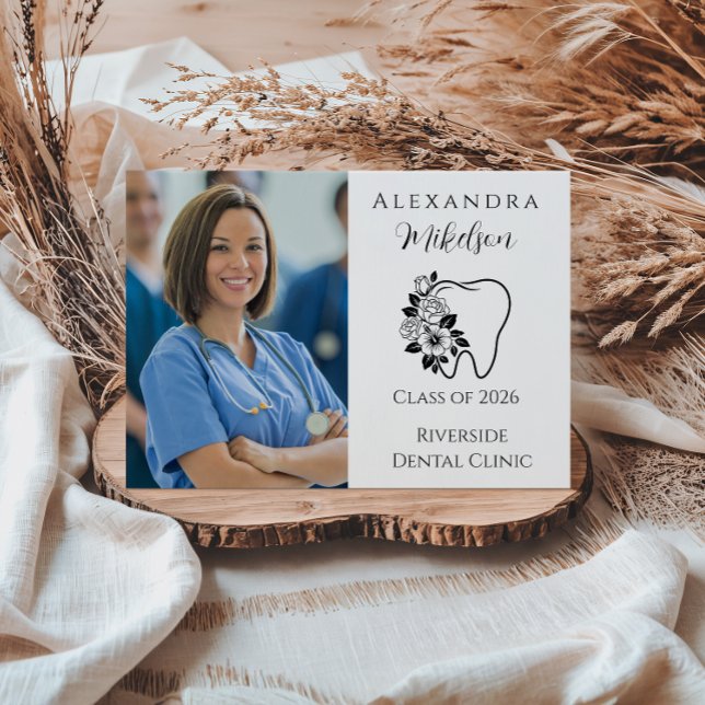 Anúncio Photo Elegant Floral Tooth Dental Graduation (Criador carregado)