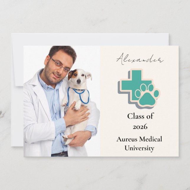 Anúncio  Photo Veterinary School Paw Graduation Party (Frente)