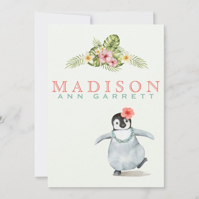 Anúncio Pinguim tropical bonito pinguim rosa bebê bebê par (Frente)