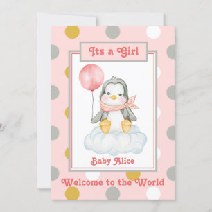 Anúncio Pinguin Baby Girl Pink Birth