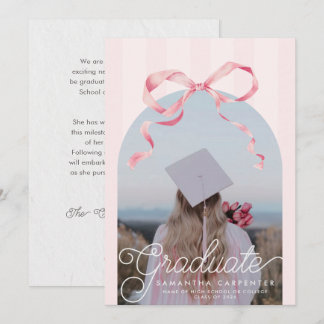 Anúncio Pink Bow Coquette Photo Graduation Party 
