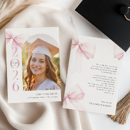 Anúncio Pink Bow Graduation Announcement