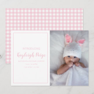 Anúncio Pink Gingham Check Pattern Foto Birth