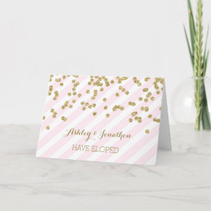 Anúncio Pink Gold Stripes Elopement Announcement Card